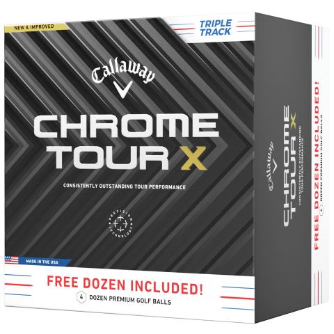 Callaway Chrome Tour X Triple Track Golf Balls - 4 for 3 Promo White / 4 Dozen