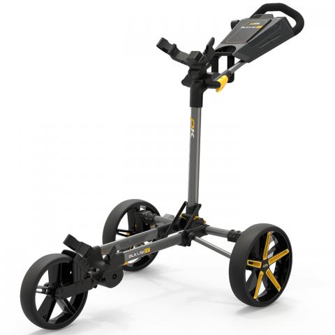 PowaKaddy DLX-Lite FF Golf Push Cart Gunmetal/Yellow