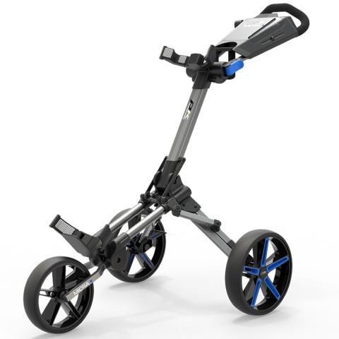 PowaKaddy Micra 3 Wheel Golf Push Cart Gun Metal/Blue