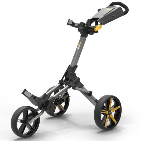 PowaKaddy Micra 3 Wheel Golf Push Cart Gun Metal/Yellow