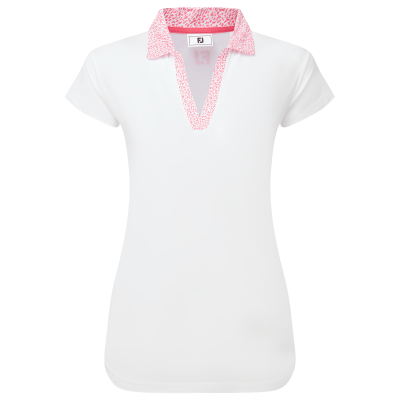 FootJoy Ladies Print Trim Lisle Golf Polo Shirt