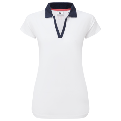 FootJoy Ladies Print Trim Lisle Golf Polo Shirt