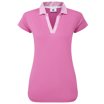 FootJoy Ladies Print Trim Lisle Golf Polo Shirt