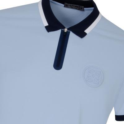 G/FORE Embossed Zip Neck Golf Polo Shirt Sky