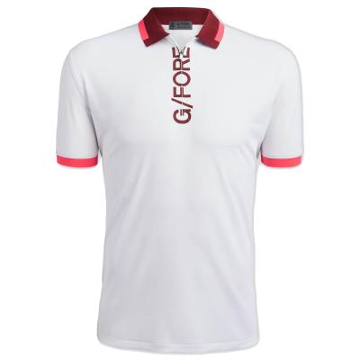 G/FORE Logo Zip Neck Polo Shirt Snow
