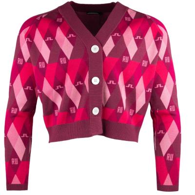 J Lindeberg x Robbie Williams Eira Argyle Knitted Ladies Golf Cardigan