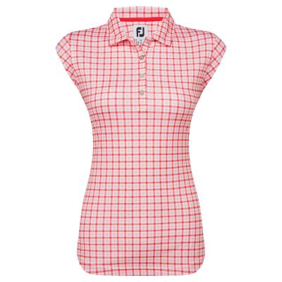 FootJoy Gingham Print Cap Sleeve Ladies Golf Polo Shirt