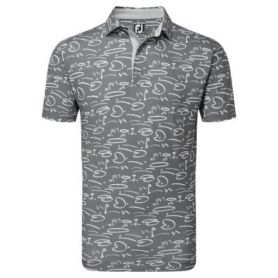 FootJoy Golf Course Doodle Self Collar Golf Polo Shirt