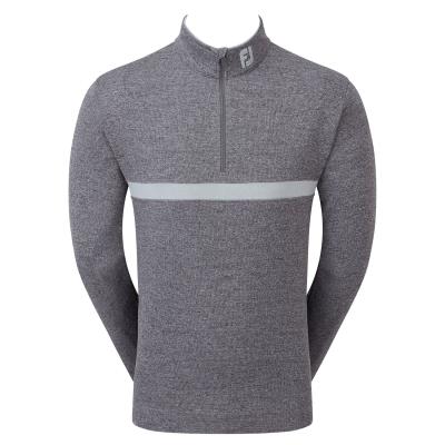 Footjoy Inset Stripe Chillout Golf Pullover - Gravel/Heather Grey Footjoy Inset Stripe Chillout Golf Pullover - Gravel/Heather Grey