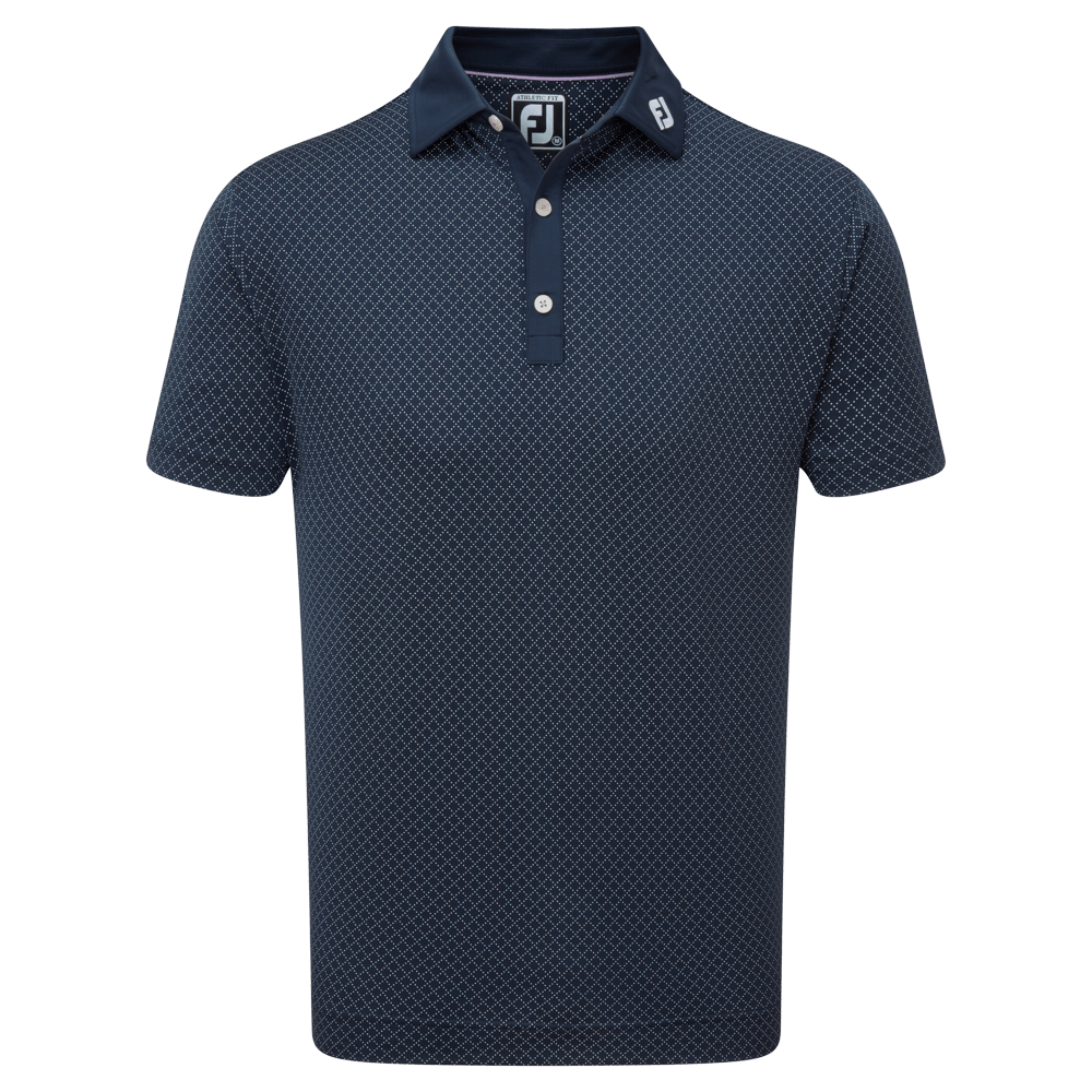 FootJoy Diamond Dot Print Lisle Golf Polo Shirt Navy/White | Scottsdale ...