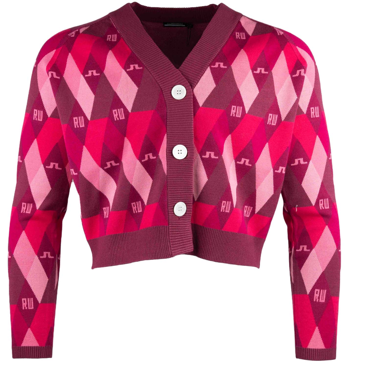 Image of J Lindeberg x Robbie Williams Eira Argyle Knitted Ladies Golf Cardigan