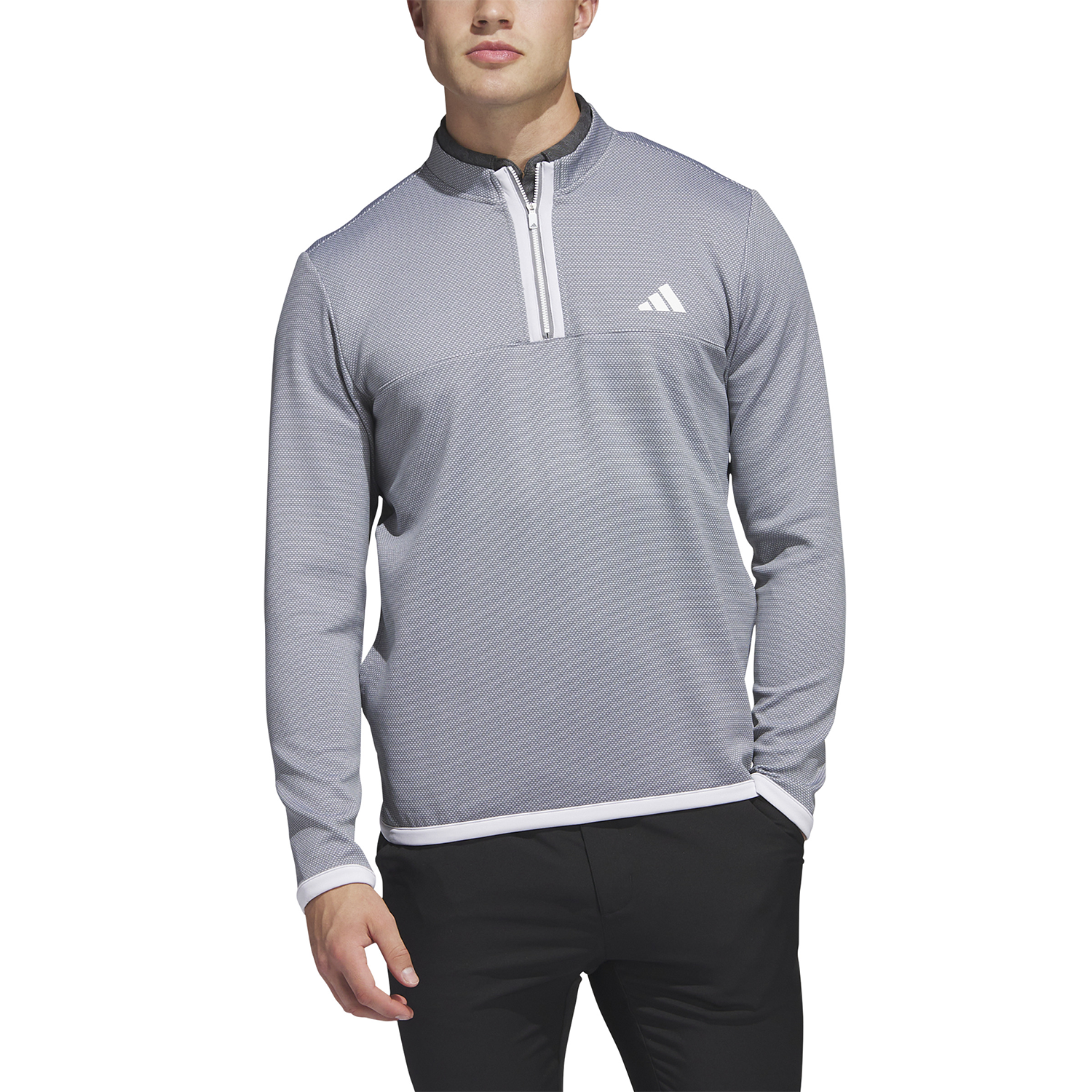 adidas Microdot Zip Neck Sweater White/Grey Three | Scottsdale Golf
