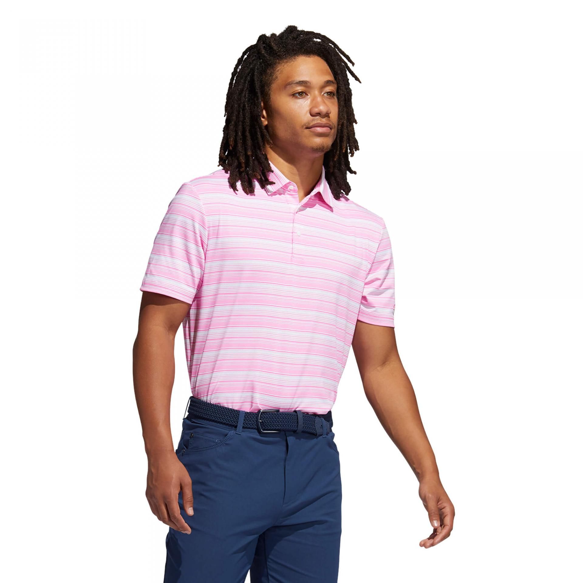 adidas Heather Snap Golf Polo Shirt Screaming Pink/White | Scottsdale Golf