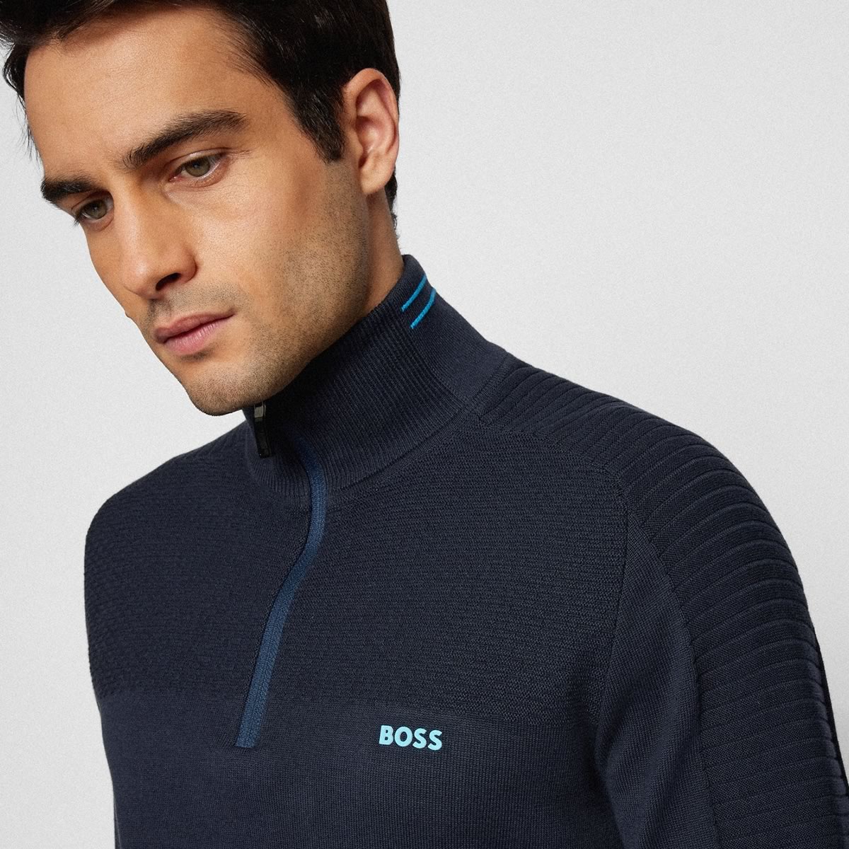 HUGO BOSS Zenard Zip Neck Sweater Dark Blue | Scottsdale Golf