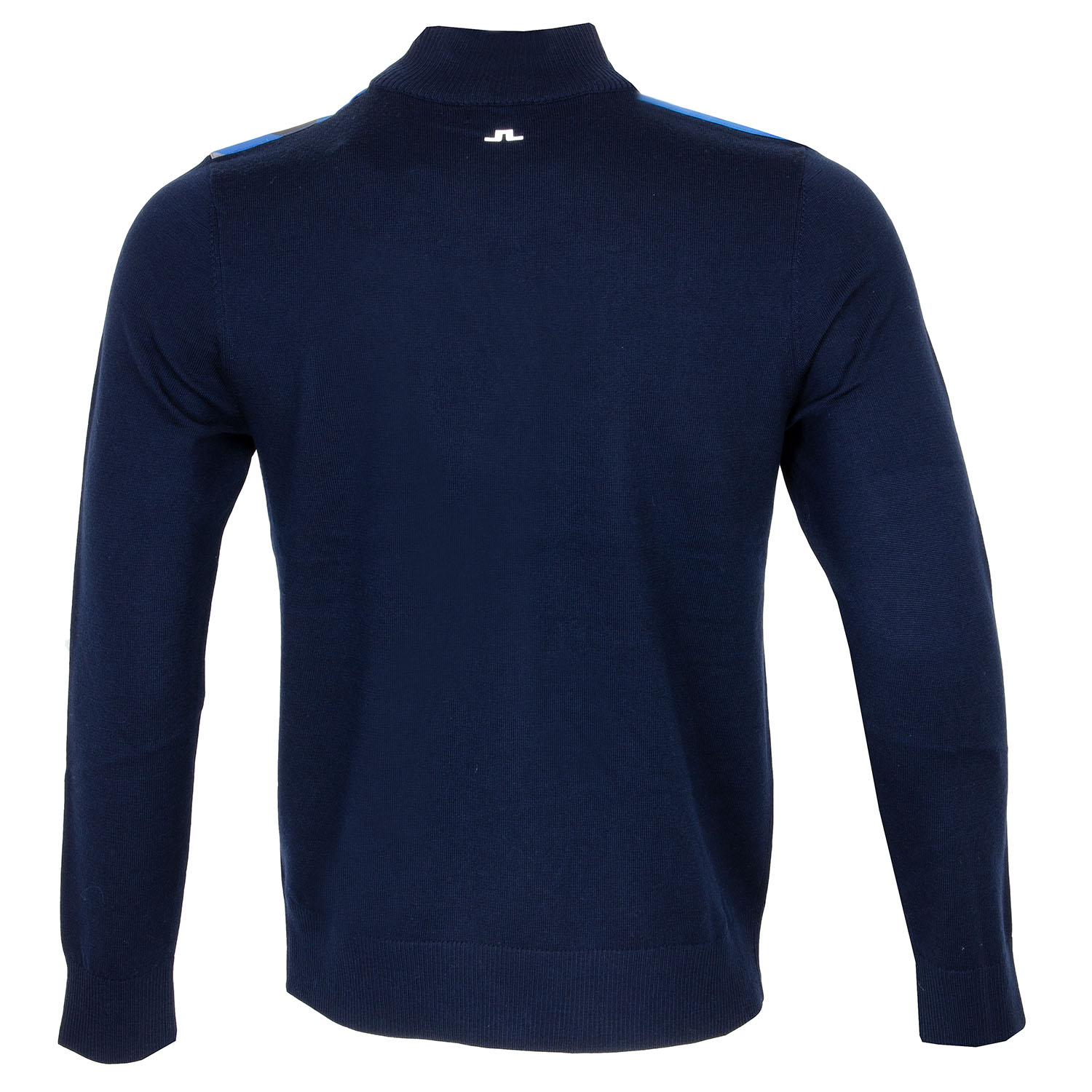 J Lindeberg Hybrid Knit Zip Neck Sweater Blue Flag Patchwork ...