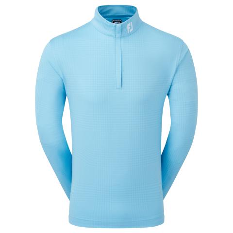 FootJoy Glen Plaid Print Chill-out Zip Neck Golf Sweater Blue Sky #81635