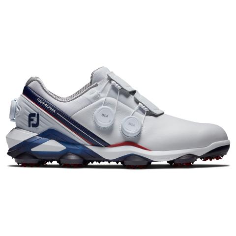 FootJoy Tour Alpha Triple BOA Golf Shoes #55542 White/Navy/Red