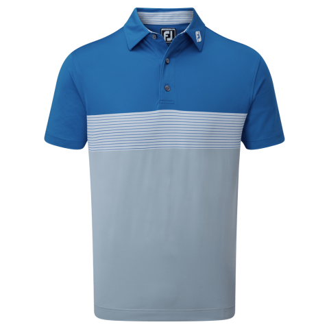 Footjoy Colour Block Pique Golf Polo Shirt Royal/Dove Grey/White ...