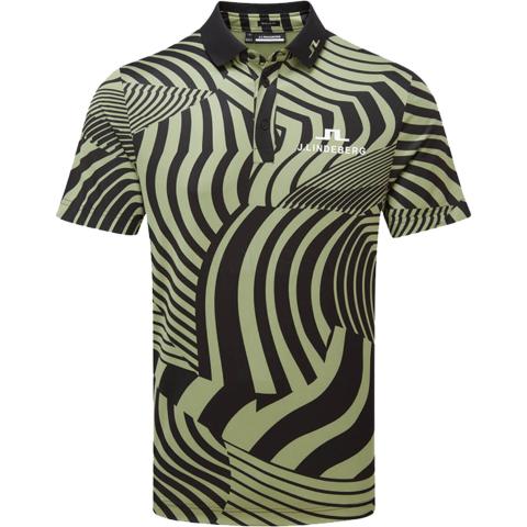 J Lindeberg KV Tour Collection Print Polo Shirt Dazzle Wave Black