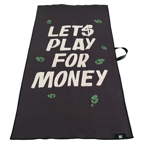 Golf Rags Lets Play for Money Waffle Golf Towel Black