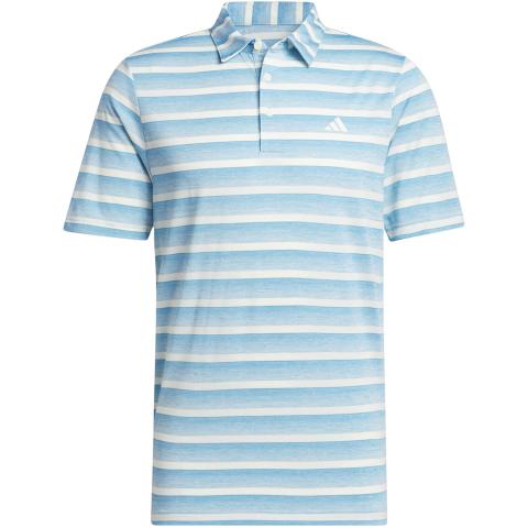adidas Two Color Stripe Polo Shirt Semi Blue Burst/Ivory