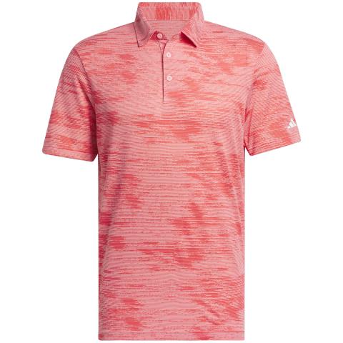 adidas Ultimate365 Textured Stripe Golf Polo Shirt Semi Pink Spark/Better Scarlet