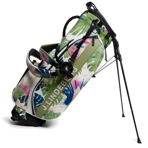 J Lindeberg Play Print Golf Stand Bag Calypso Oil Green