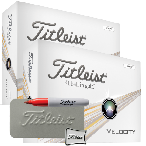 Titleist Velocity Golf Balls White / 2 Dozen with Ball Marker Kit