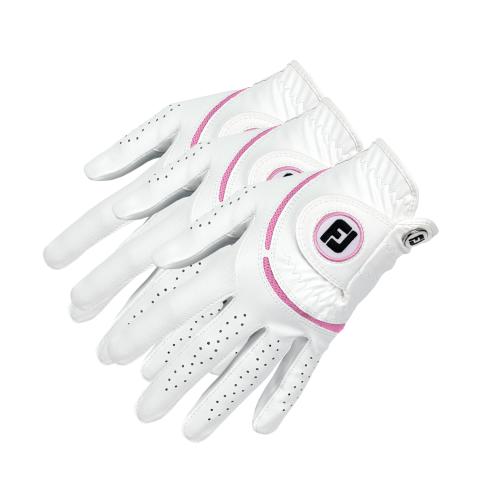 FootJoy WeatherSof Ladies Golf Glove - 3 for 2 PROMO Right Handed Golfer / White/Pink / 3 Pack