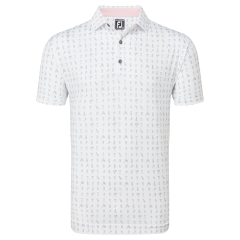 FootJoy The 19th Hole Self Collar Golf Polo Shirt White 81611