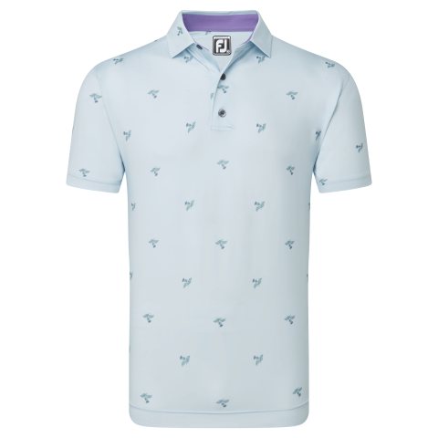 FootJoy Thistle Print Lisle Golf Polo Shirt Mist 80889