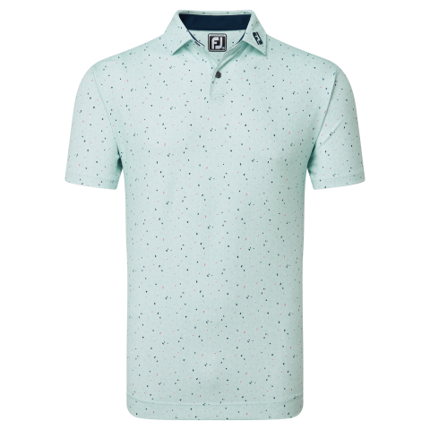 FootJoy Tweed Texture Self Collar Golf Polo Shirt Sea Glass 81597