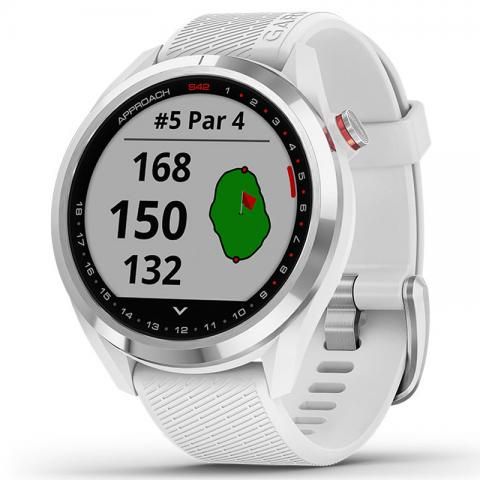 Garmin Approach S42 GPS Golf Watch Polished Silver with White Band