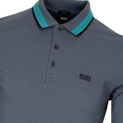 boss long sleeve polo grey