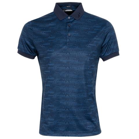 J Lindeberg KV Print Golf Polo Shirt JL HQ Blue | Scottsdale Golf