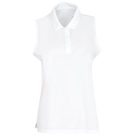 Nike Dri-FIT Victory Ladies Sleeveless Golf Polo Shirt White/Black