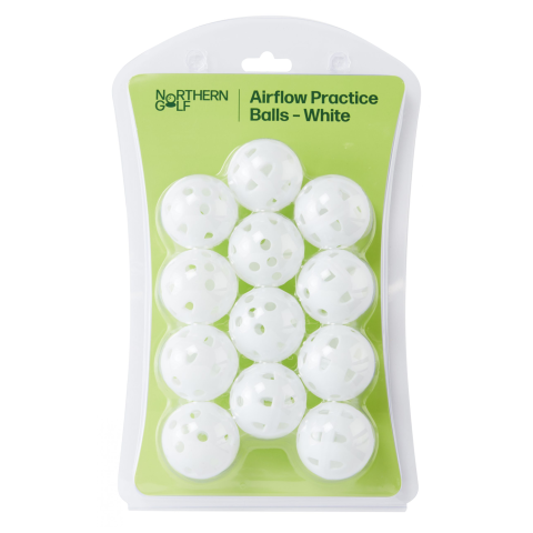 Northern Golf Airflow Practice Golf Balls White Pack of 12 Classic airflow ball for home practice