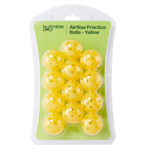 Northern Golf Airflow Practice Golf Balls Yellow Pack of 12 Classic airflow ball for home practice