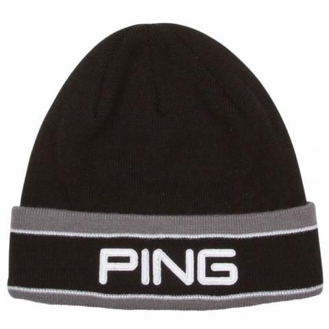 Ping Classic Stripe Winter Beanie Hat Black/Grey/White | Scottsdale Golf