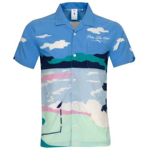 PUMA PTC Open Collar Print Polo Shirt Regal Blue