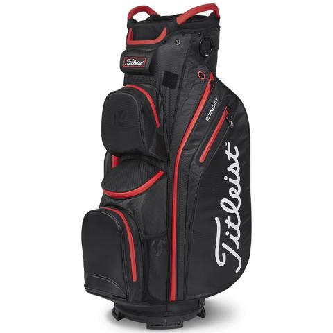 Titleist Cart 14 StaDry Waterproof Golf Cart Bag Black/Black/Red
