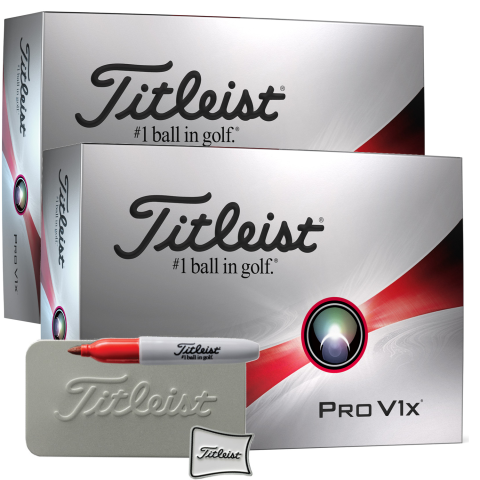 Titleist Pro V1x Golf Balls White / 2 Dozen with Ball Marker Kit