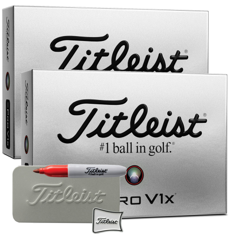 Titleist Pro V1x Left Dash Golf Balls White / 2 Dozen with Ball Marker Kit