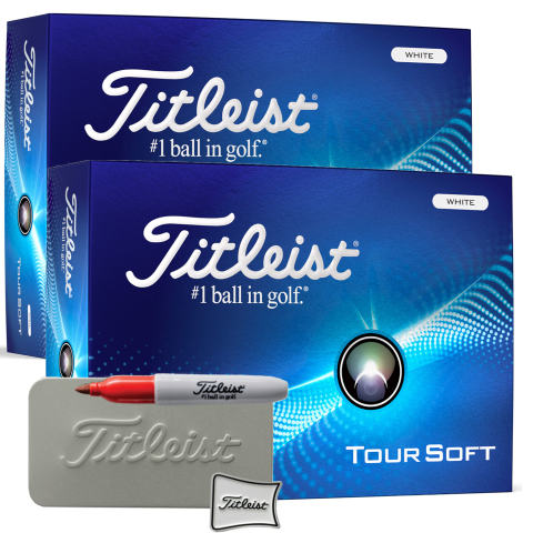 Titleist Tour Soft Golf Balls White / 2 Dozen with Ball Marker Kit