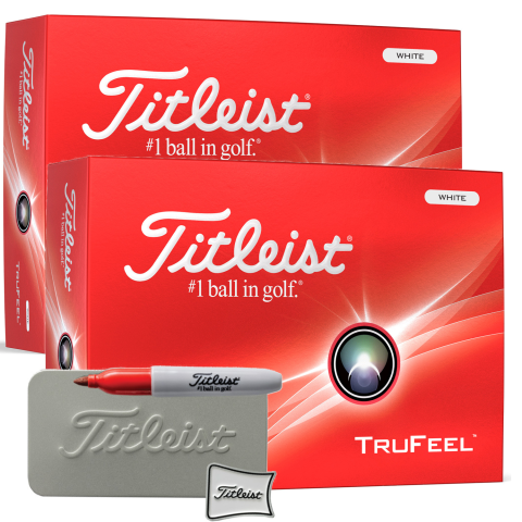 Titleist TruFeel Golf Balls White / 2 Dozen with Ball Marker Kit
