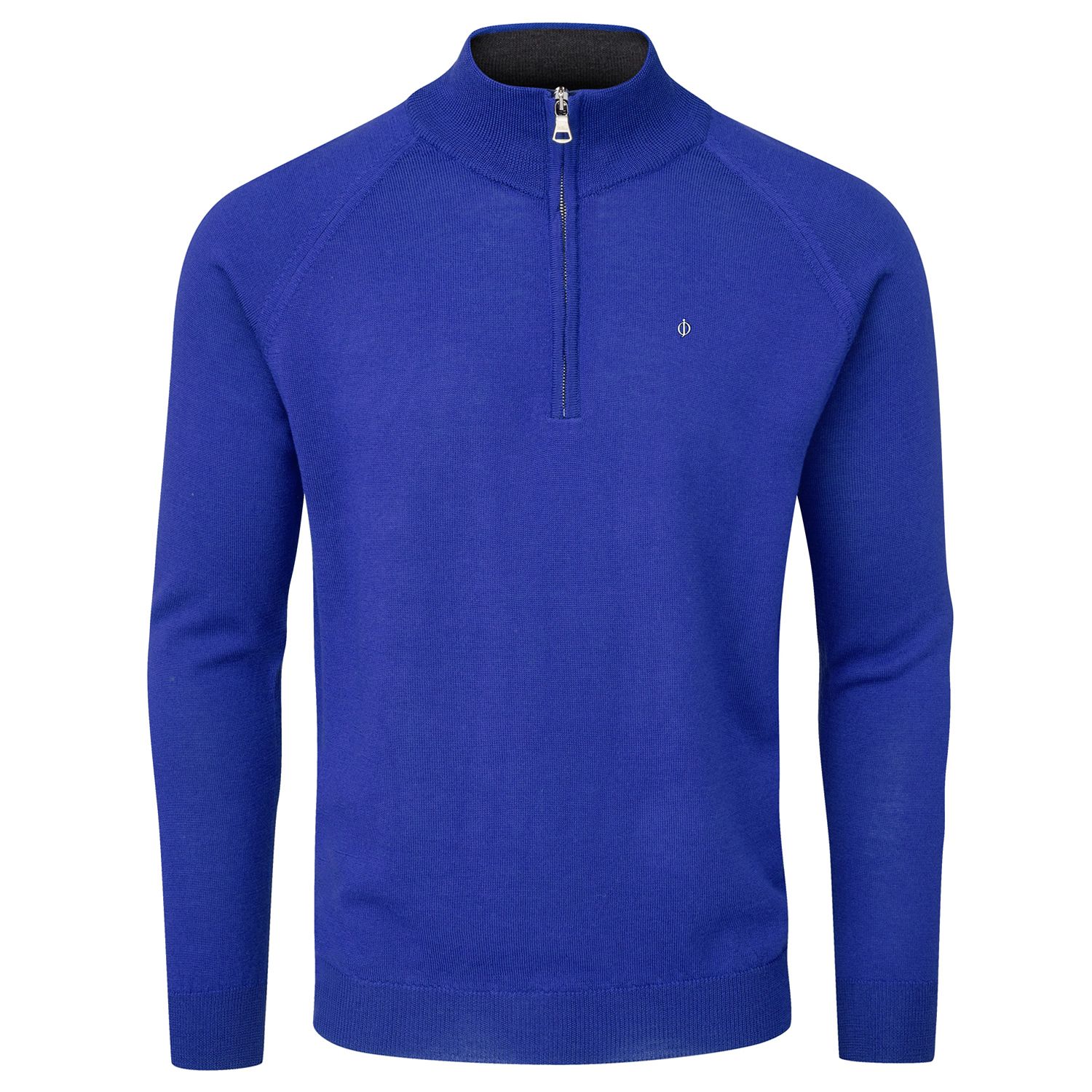 Oscar Jacobson Warwick Pin Zip Neck Merino Golf Sweater Royal Blue ...