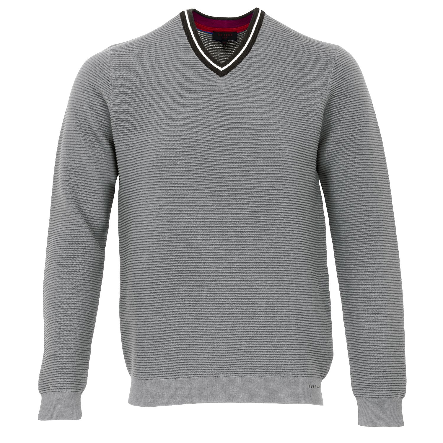 Ted Baker Delota Knitted V-Neck Sweater Grey Marl | Scottsdale Golf