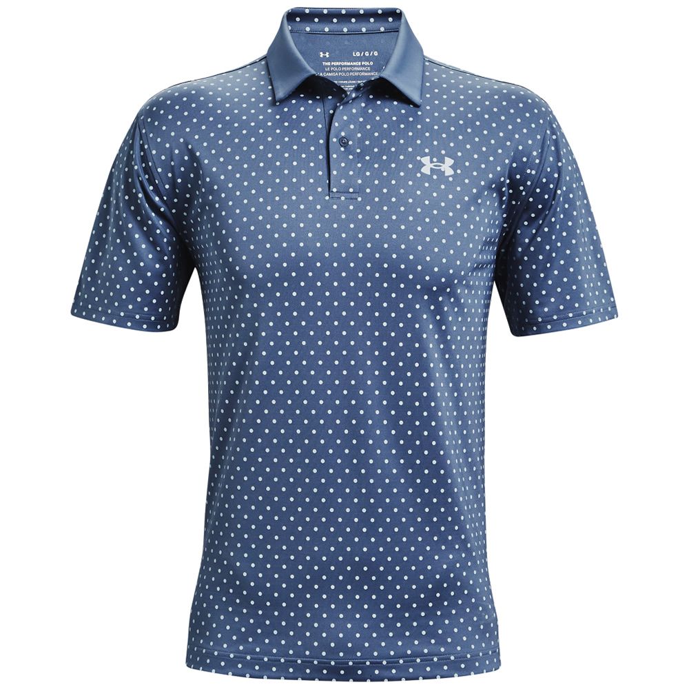 Under Armour Performance Printed Golf Polo Shirt Mineral Blue ...